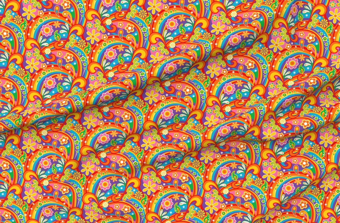 Amazon.com: Fabric 1960S Psychedelic Flower Power Flowers Colorful